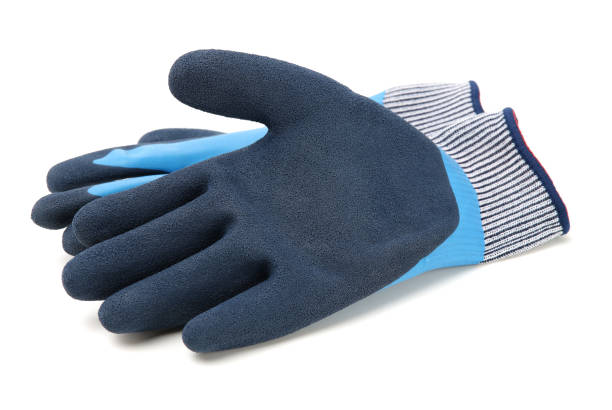 istock Pair of blue textile work gloves with protective rubber layer 1789050151