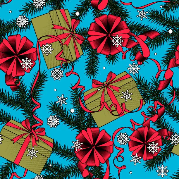 Vector illustration of Christmas and New-Year seamless pattern background