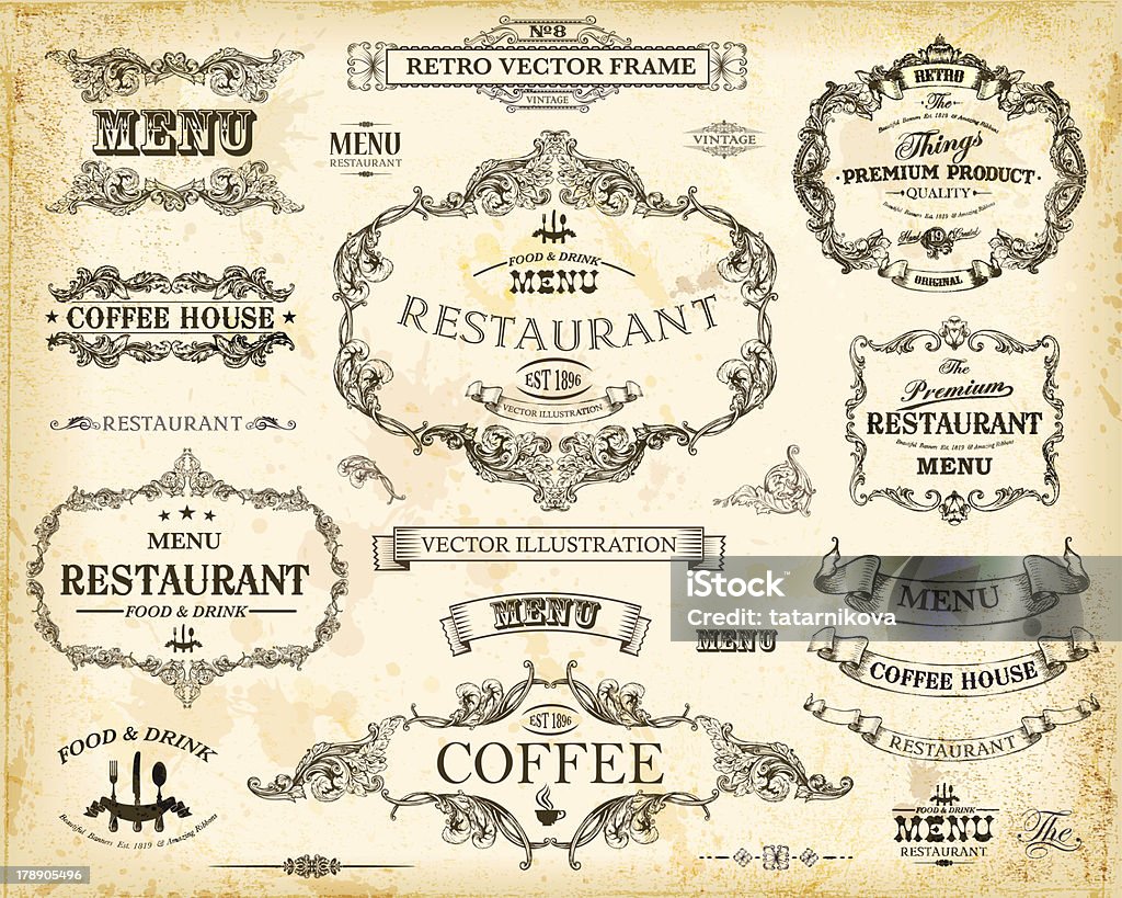 Menu w stylu Vintage - Grafika wektorowa royalty-free (Rama)