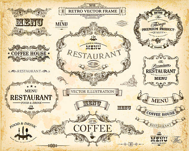 menu w stylu vintage - antyczny ilustracje stock illustrations