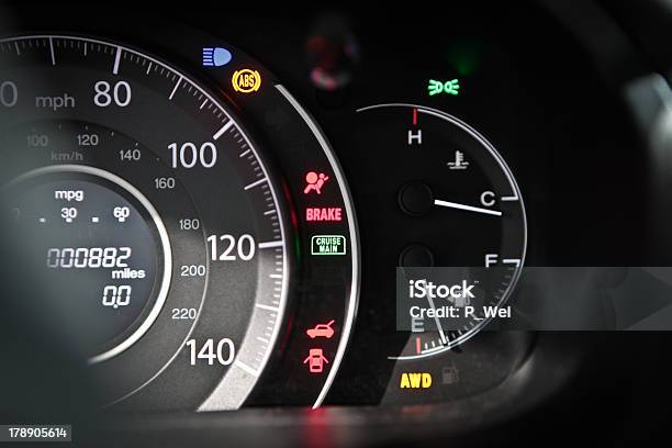 Dashboard Instrument Panel With Warning Lights Stock Photo - Download Image Now - Dashboard - Vehicle Part, Car, Lighting Equipment