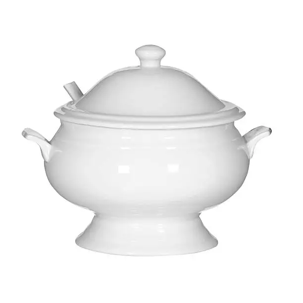 White antique Soup tureen with clipping path