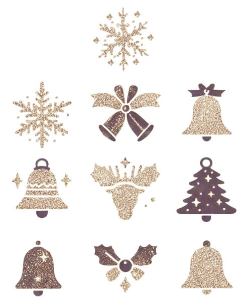 stilvolles illustrationsset mit lahm textur für weihnachtsmotive - foliate pattern audio stock-grafiken, -clipart, -cartoons und -symbole