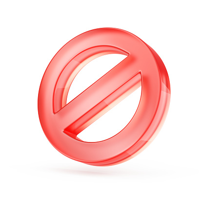 Red warning stop sign 3d icon, No sign on white - 3d rendering