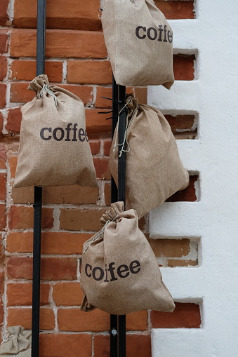 rag bag with coffee inscription