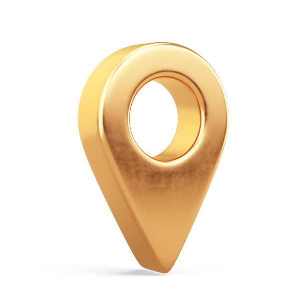 istock Gold Pointer Icon, Location symbol. Gps, travel, navigation, place position concept. 3d rendering 1789085655