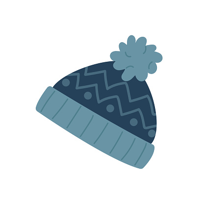 Warm winter hat. Christmas clothes, traditional, snow outerwear flat vector illustration