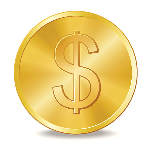 illustrazioni stock, clip art, cartoni animati e icone di tendenza di medaglia con il simbolo del dollaro - gold coin