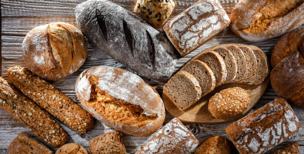 istock Assorted bakery products including loaves of bread and rolls 1789099407
