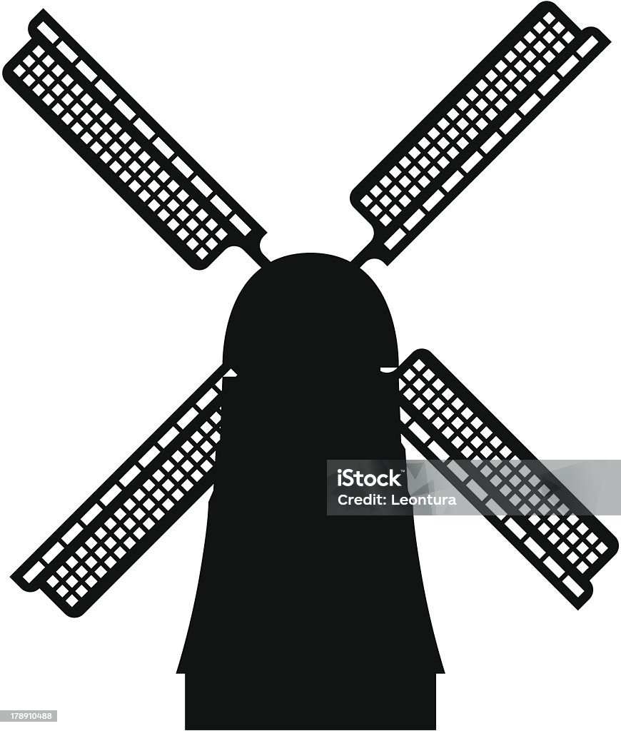 Dutch Windmill Windmill silhouette. Windmill stock vector