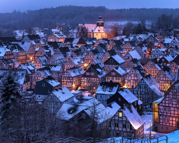 Panoramic of Freudenberg at the blue hour