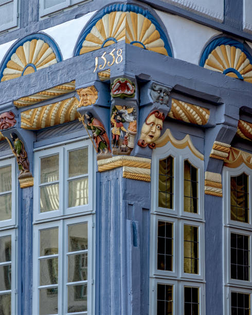 istock Beautiful wooden moldings on medieval facade 1789118156