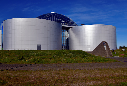 Reykjavík, Capital Region, Iceland: geothermal water storage tanks on Öskjuhlid Hill, supplying the city with hot water, with a viewing deck and revolving restaurant on top.