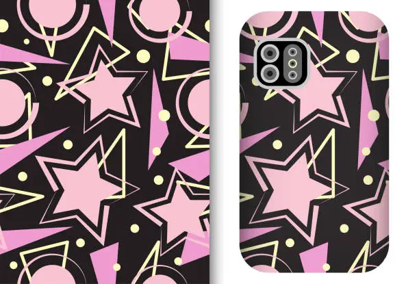 Vector illustration of Custom phone case design with preview