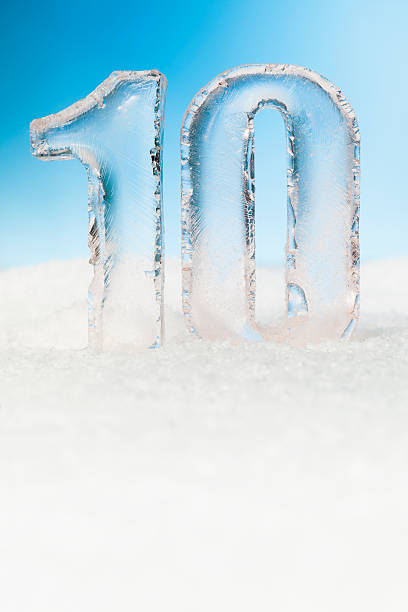 istock Number ten ice blocks on snow background 178916025