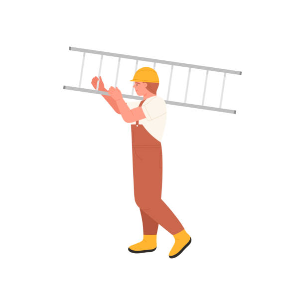 Contractor Ladder Vector 100+ Contractor Installing Lights Stock Illustrations, Royalty-Free ...
