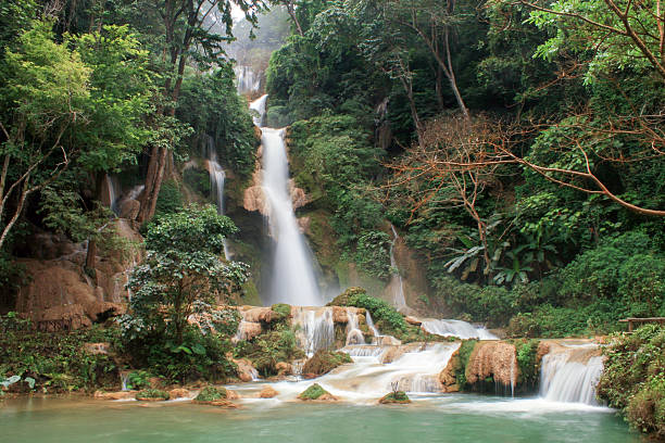 istock waterfall in rainforest sounthern of loas 178917134
