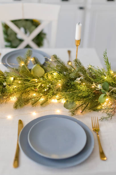 istock Table with Christmas decor and plate 1789182707