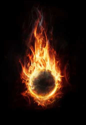 orb of fire on dark background