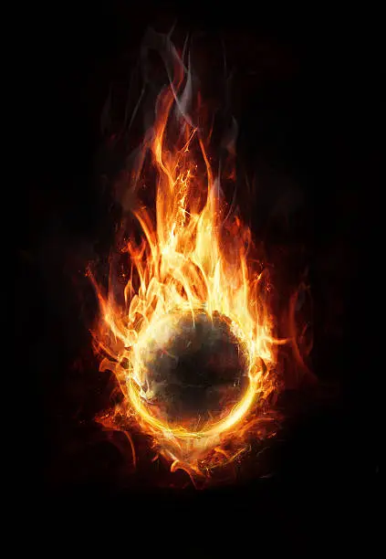 orb of fire on dark background