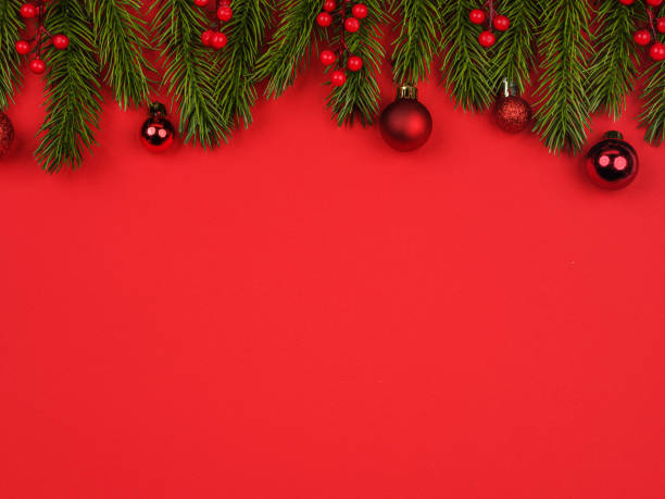 istock green fir frame christmas red background 1789192412