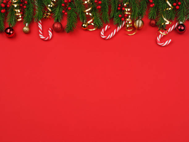istock green fir frame christmas red background 1789192844