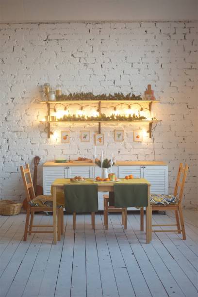 istock Room kitchen decorated for Christmas or new year. 1789195504