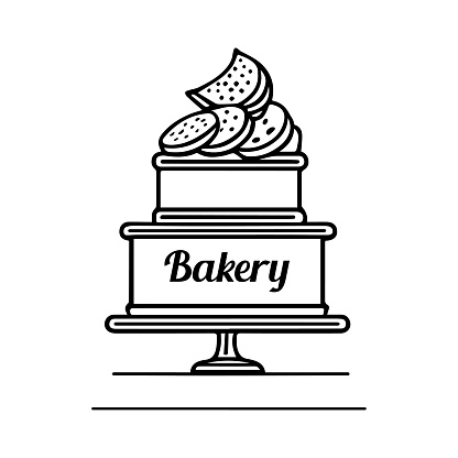 Sweet cake logo for any business especially for cakery, bakery, cake shop, cafe. Simple Illustration of cake with candy.
