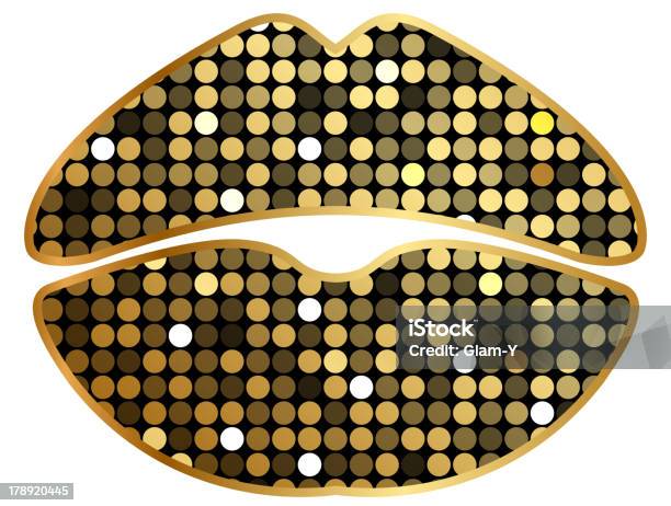 Lipstick Print With Sparkles Stock Illustration - Download Image Now - Gold Colored, Illustration, Lipstick