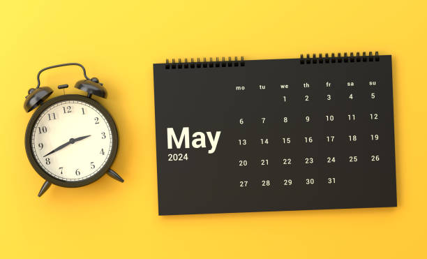 istock Alarm Clock And 2024 May Calendar On Yellow Background 1789208703