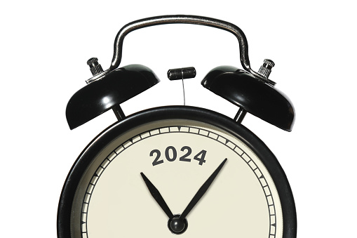 New year 2024 time alarm clock