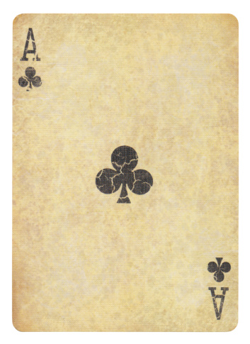 Vintage Ace of Clubs Isolated (clipping path included)