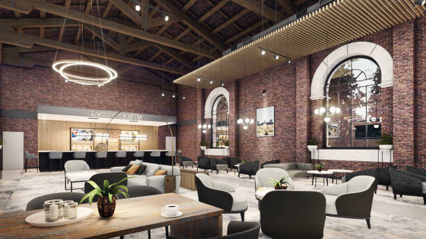 istock Industrial Restaurant and Bar Interior - 2D drawing A1 size, 3D rendering, 3D model 1789237142