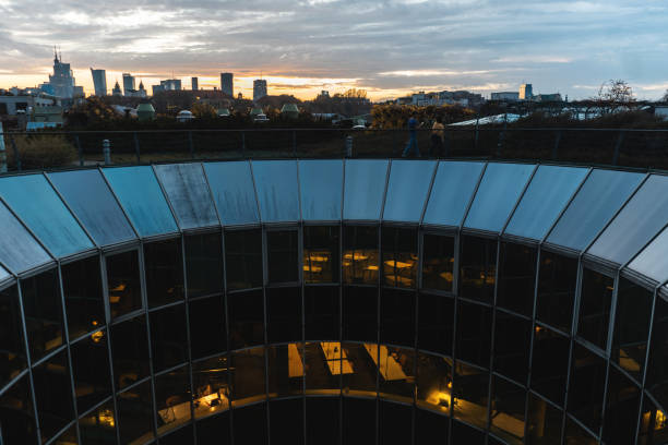 istock modern university library of Warsaw at night 1789243380