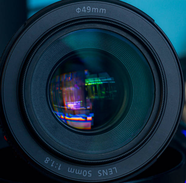 istock Close-up camera lens,Camera lens with lens reflection 1789271134