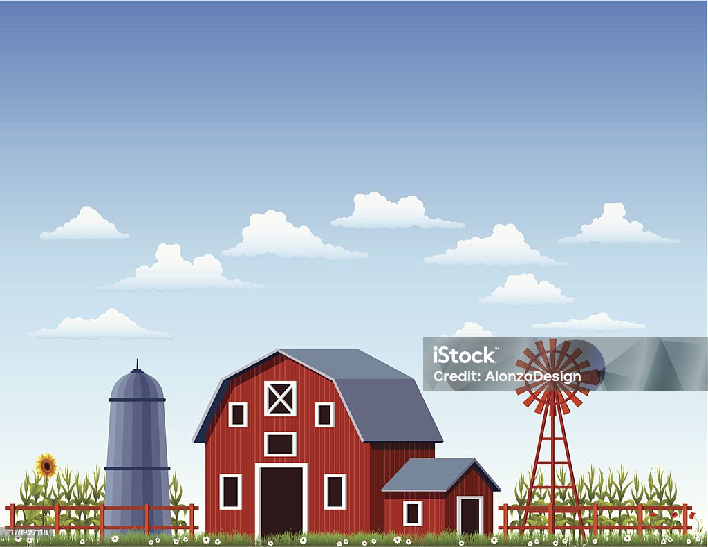 Scène de la ferme - clipart vectoriel de Ferme - Aménagement de l'espace libre de droits