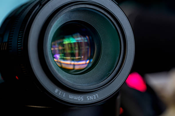 istock Close-up camera lens,Camera lens with lens reflection 1789271657
