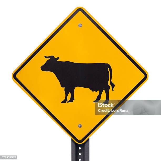 Cattle Crossing Sign Stock Photo - Download Image Now - Crossing Sign, Cow, Cut Out