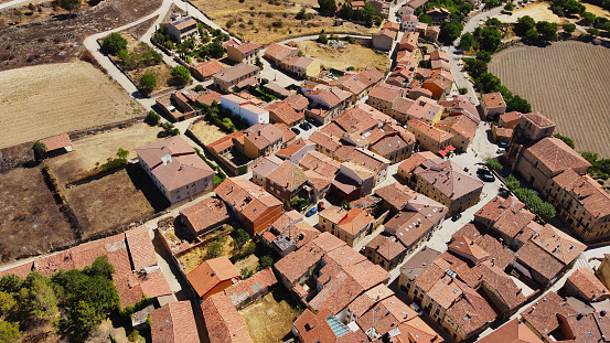 Aerial photo over the town of Santo Domingo de Silos Province of Burgos Spain