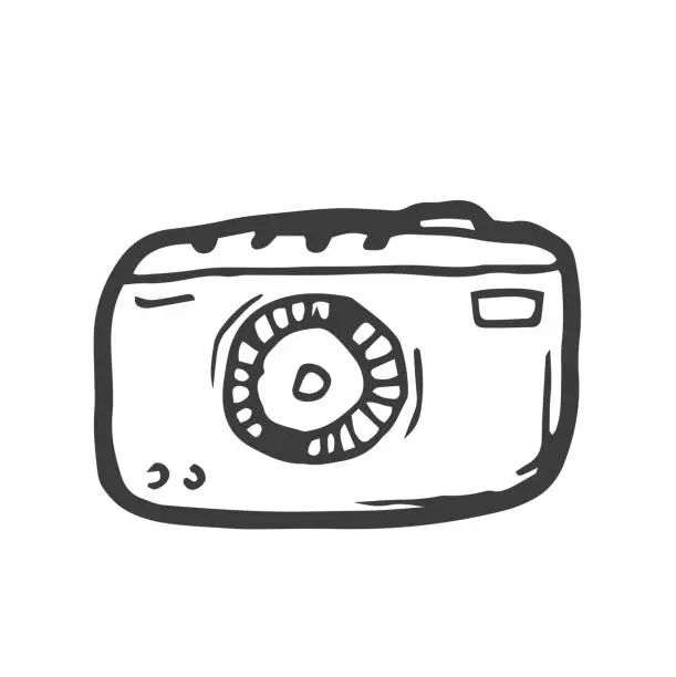 Vector illustration of Photo camera doodle icon. Hand drawn sketch in vector