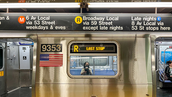 Subway train ready for departure in New York.