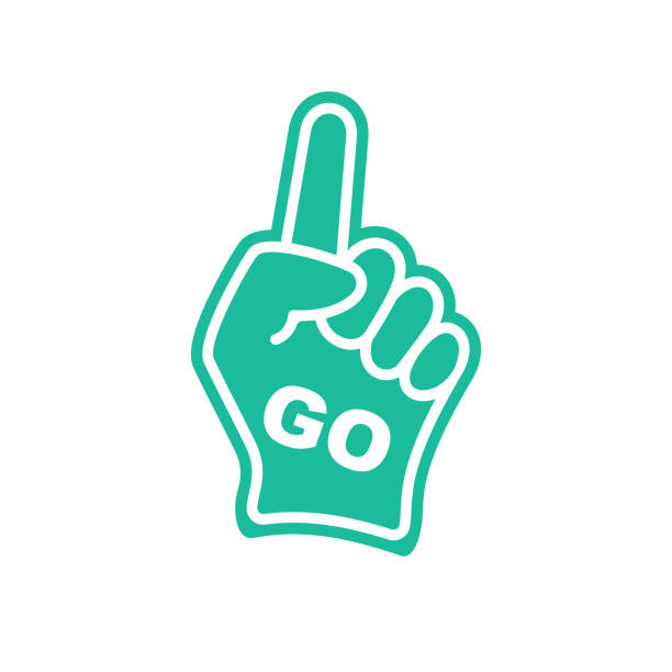 istock Foam fingers Go. Number one, fan hand glove with green finger raised. 1789330816