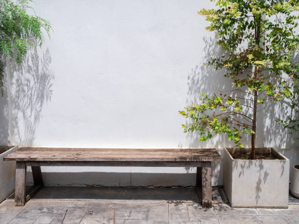 Free Stock Photo of A Bench in Front of a White Wall | Download Free ...