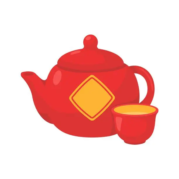 Vector illustration of Teapot for welcoming guests to bring good fortune during the Chinese New Year festival.