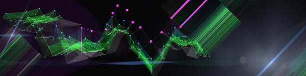 istock Abstract background chaotic wireframe grid from color dots and  blurred lines on dark. Technology concept data grid. Big Data. Banner for business, science and technology data analytics. 1789369880