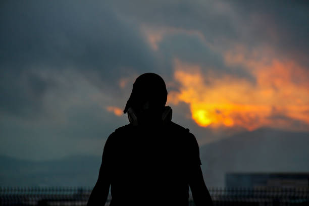 Nature and Human Silhouettes at Sunset