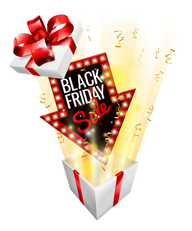 A Black Friday sale box gift surprise concept