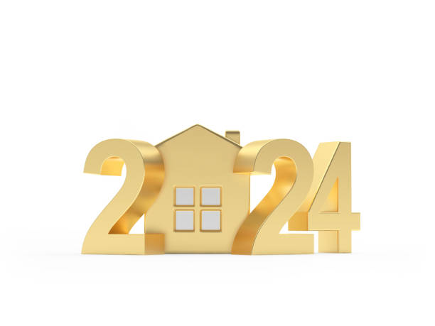 istock Golden number 2024 with house icon. 1789395786