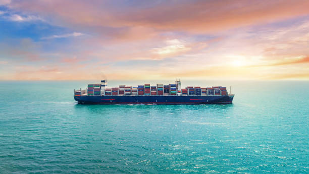 istock Aerial view of a large container cargo ship in ocean. 1789397938