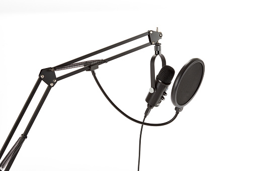 Studio microphone for recording podcast or singing.